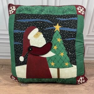 Handmade Christmas Santa Claus Quilted Decorative Throw Pillow Holiday Decor